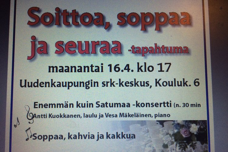 Soittoa, soppaa ja seuraa! Soittoa, soppaa ja seuraa!