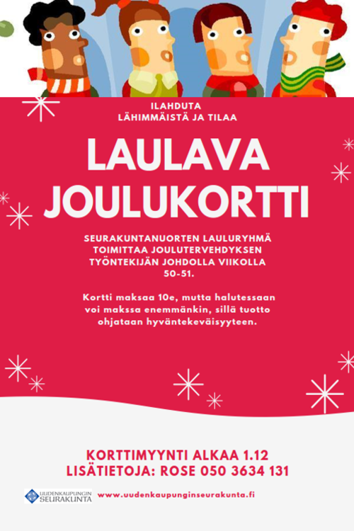 Laulavien joulukorttien myynti alkaa Laulavien joulukorttien myynti alkaa