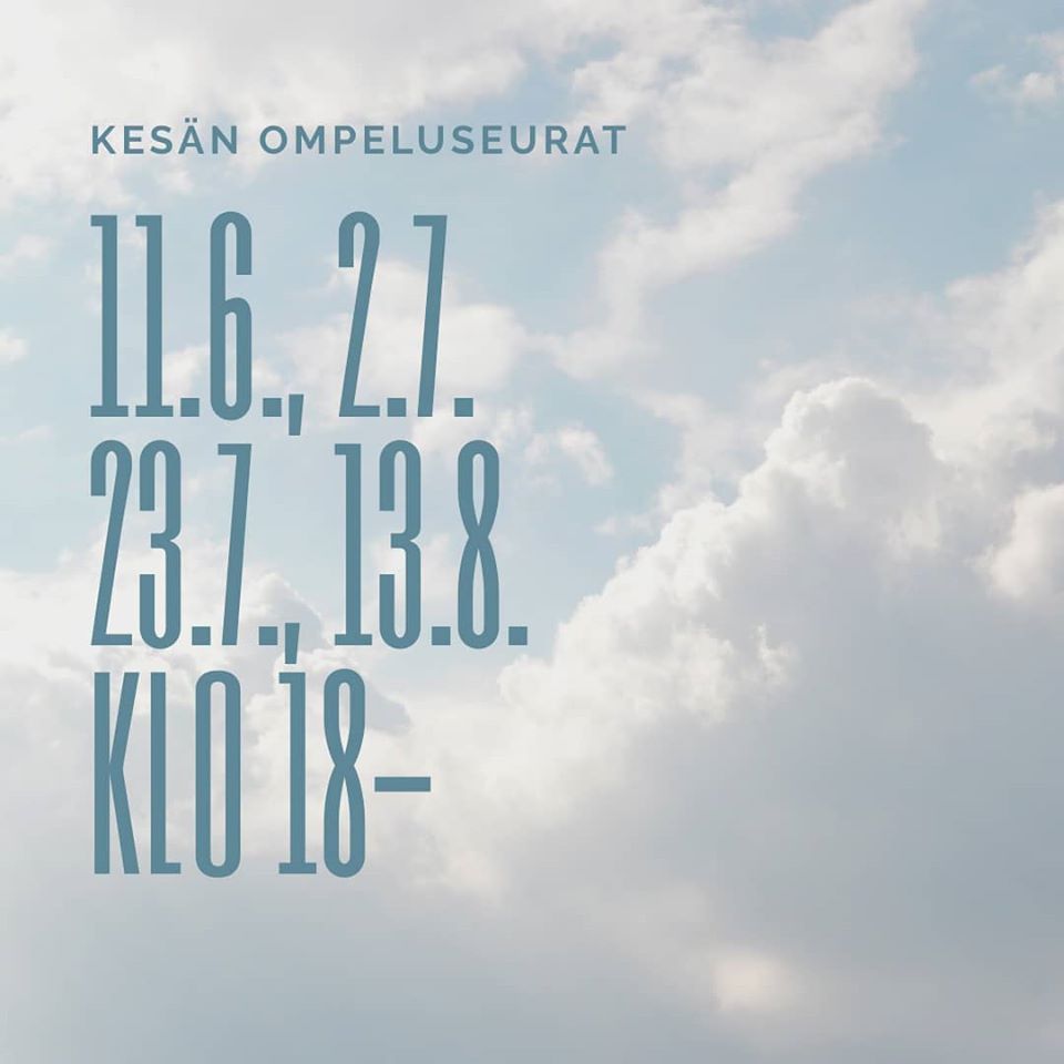 Ompeluseurat Pilvinen taivas. Teksti: kesän ompeluseurat.