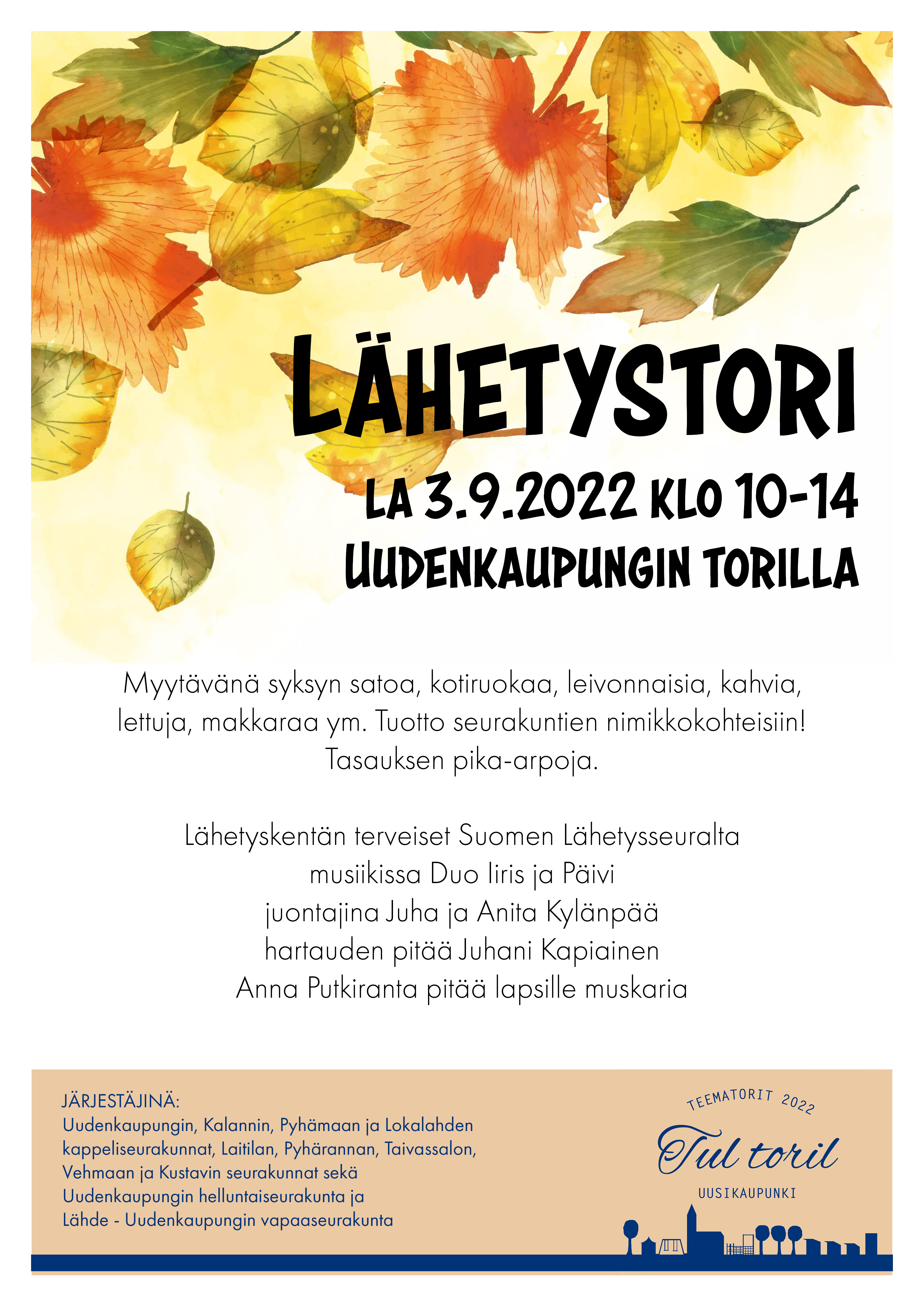 Lähetystorin mainos, jossa syksyisiä lehtiä