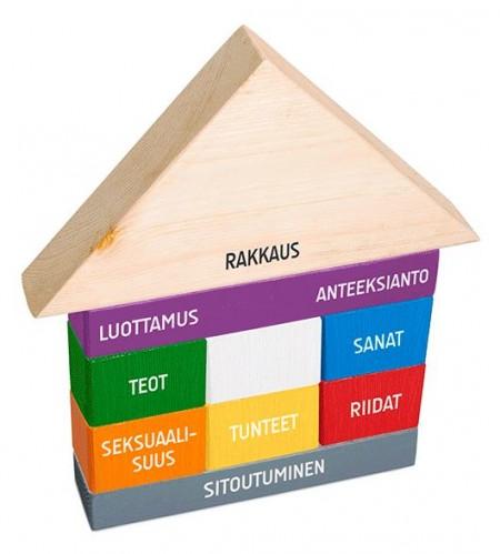 Palikoista rakennettu talo: parisuhteen palikat